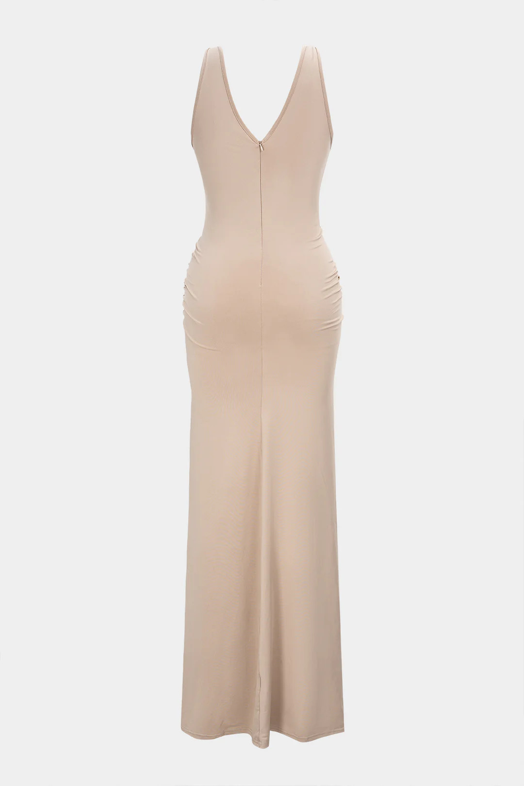 Metallic Decor Cut Out Ruched Slip Sleeveless Maxi Dress - Flockneti