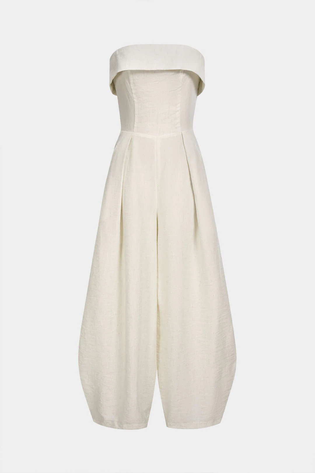 Solid Smocked Zipper Strapless Jumpsuit - Flockneti