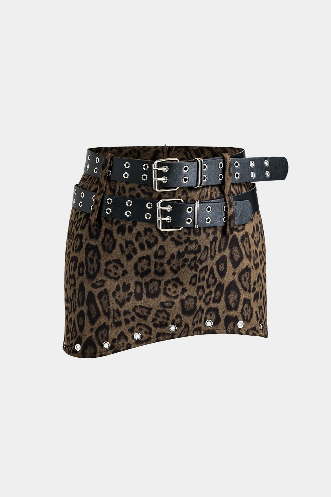Suede Double Waist Belt Decor Skirt - Flockneti