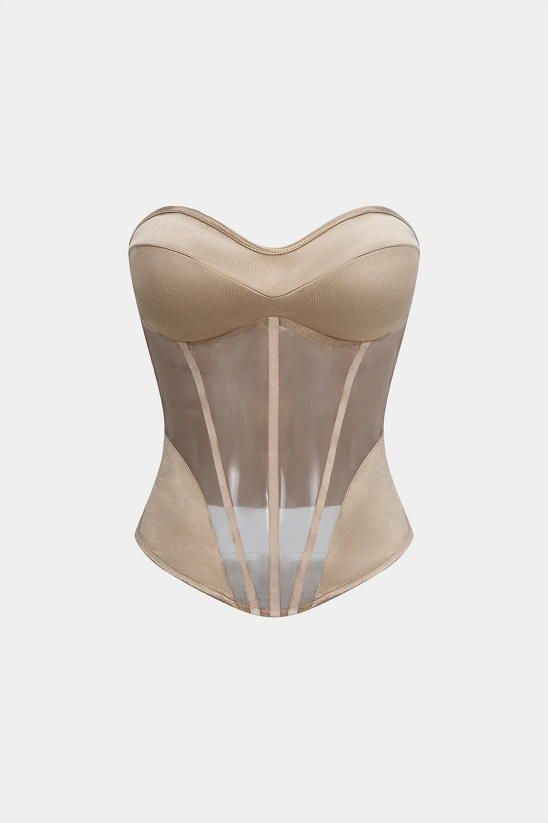 Satin Patchwork Zipper Strapless Tube Top - Flockneti