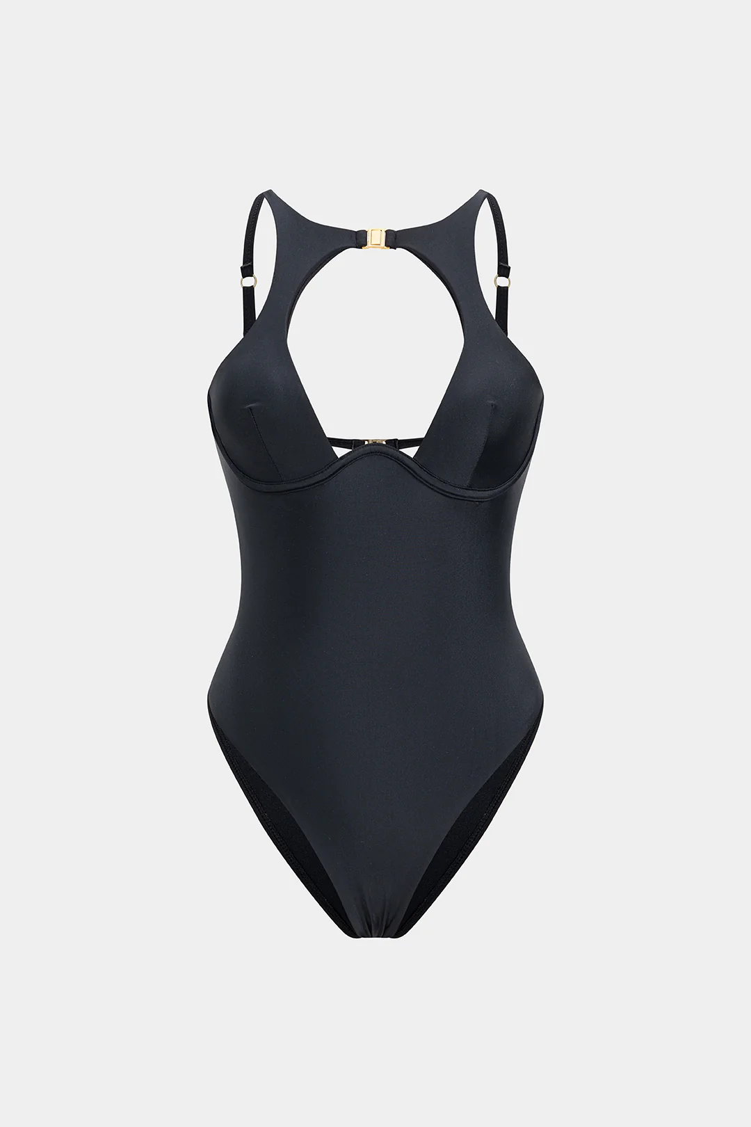 Solid Cut Out Buckle Backless Swimsuit - Flockneti