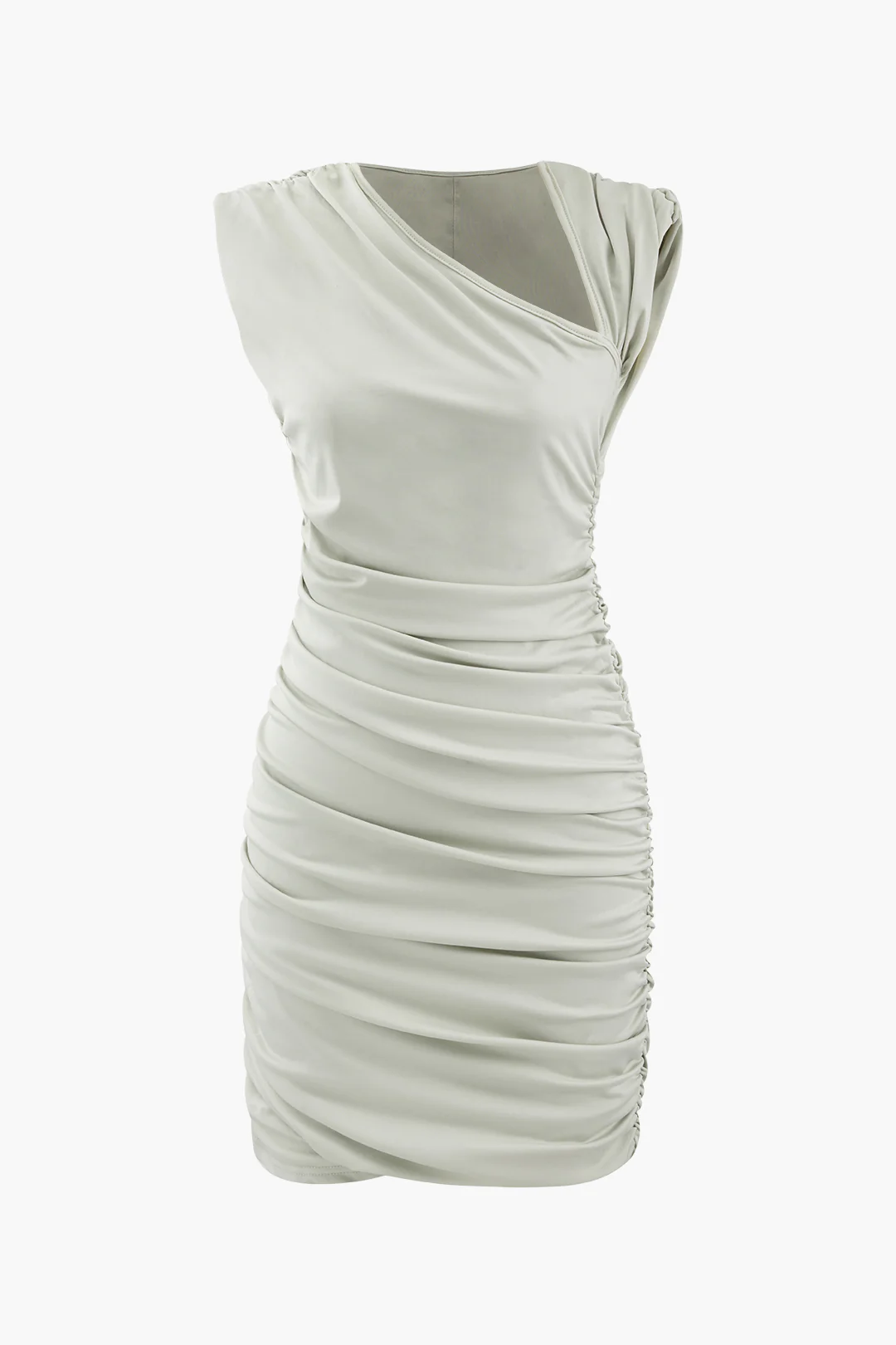 Asymmetrical Ruched Sleeveless Mini Dress - Flockneti