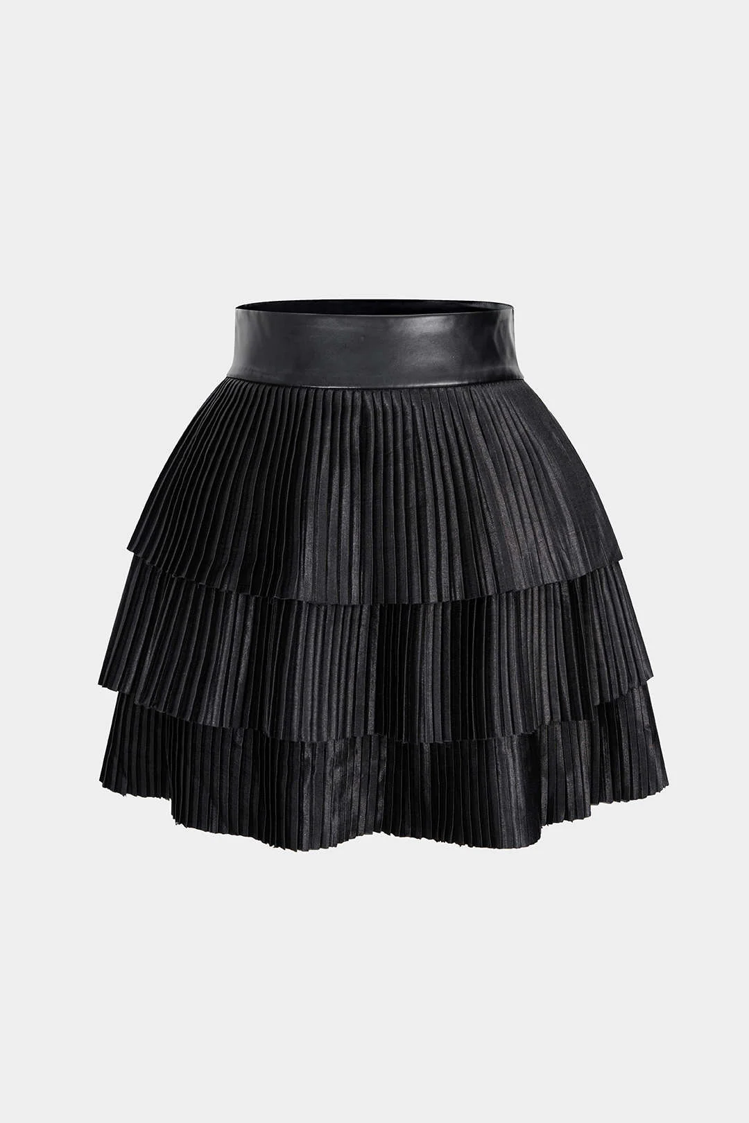 Satin Finish Pleated Layered Skirt - Flockneti