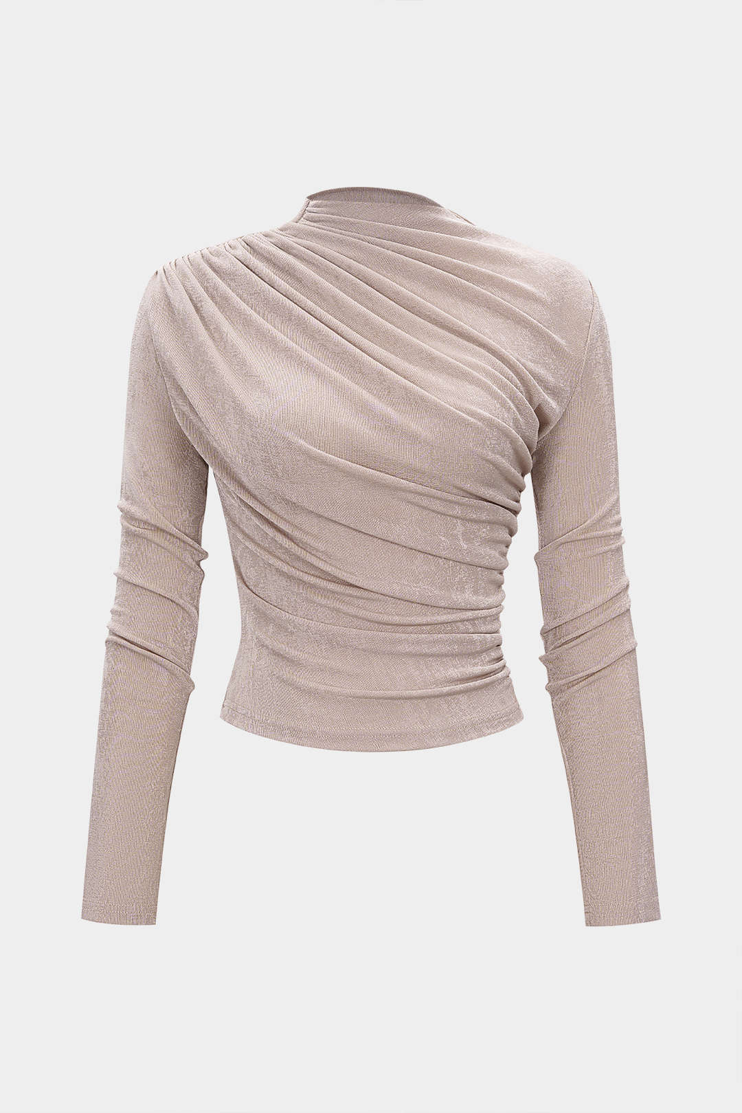 Ruched Wrinkle Long Sleeve Top - Flockneti
