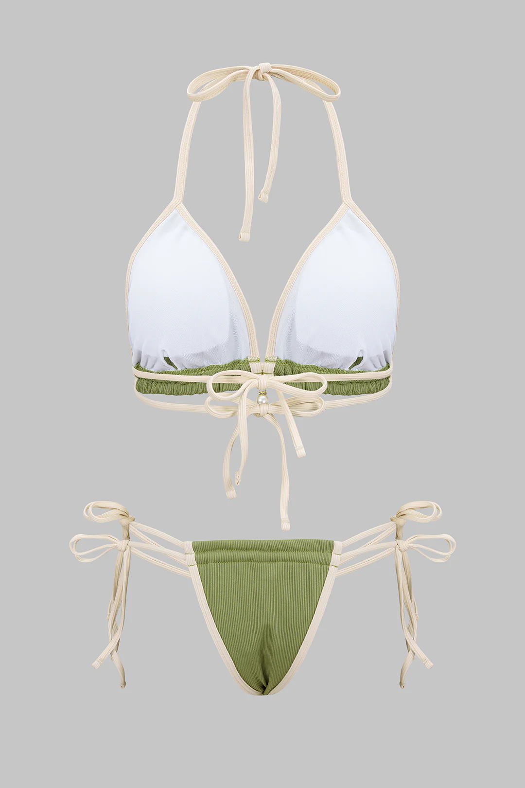 Contrast Tie-Up Bikini Set - Flockneti