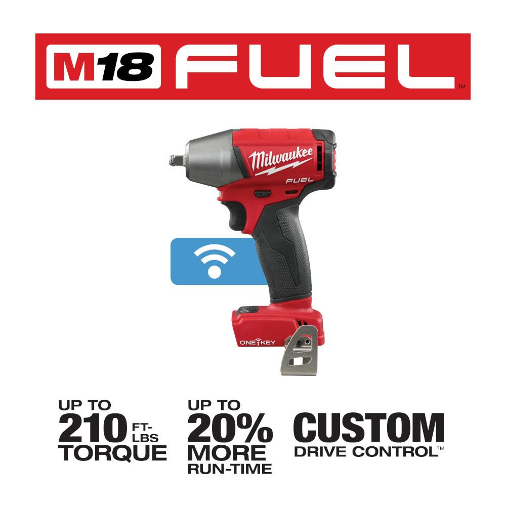Milwaukee M18 FUEL 3/8 in. Compact Impact Wrench with Friction Ring with ONE-KEY - Flockneti