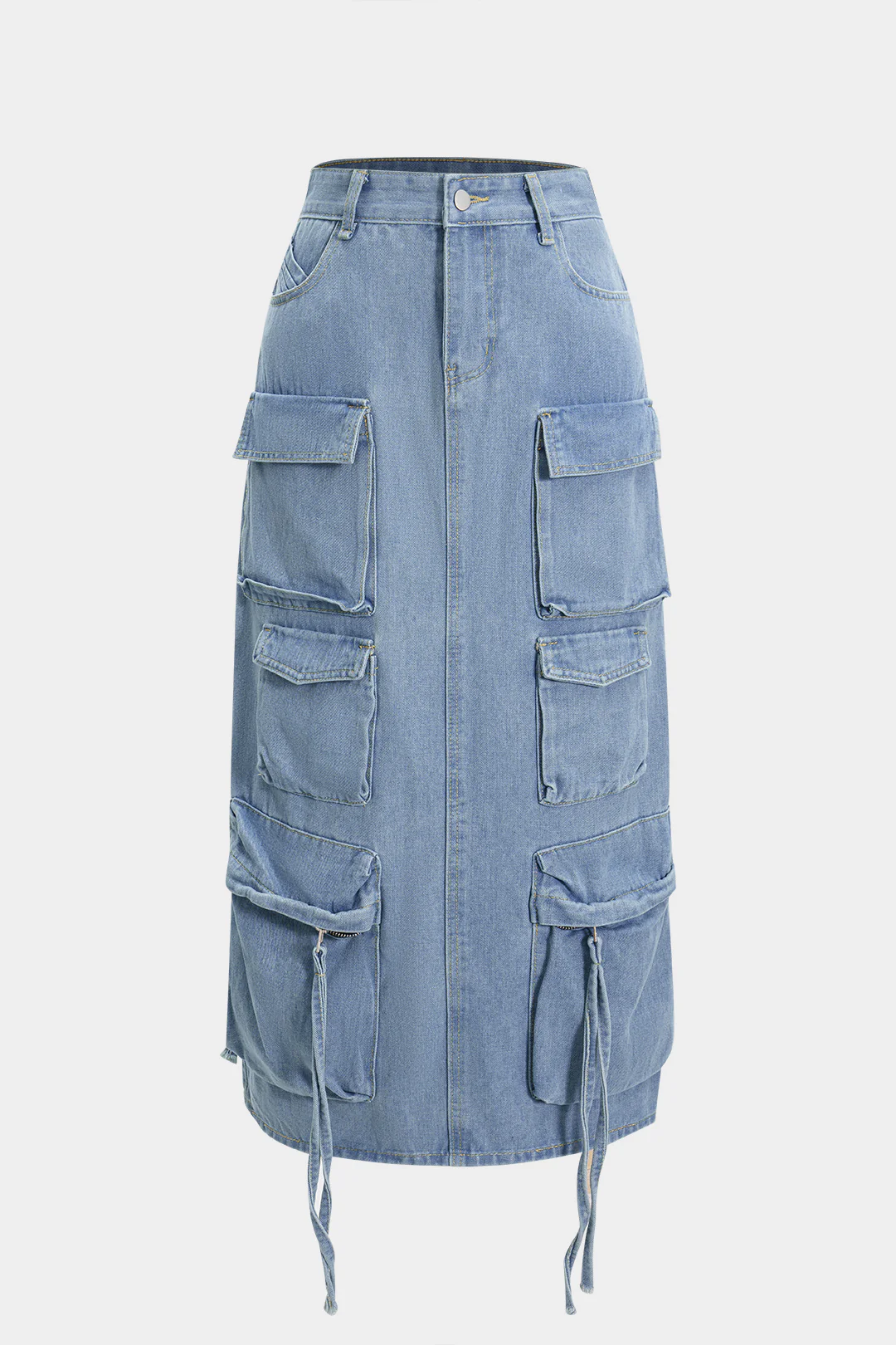 Denim High Waist Pocket Skirt - Flockneti