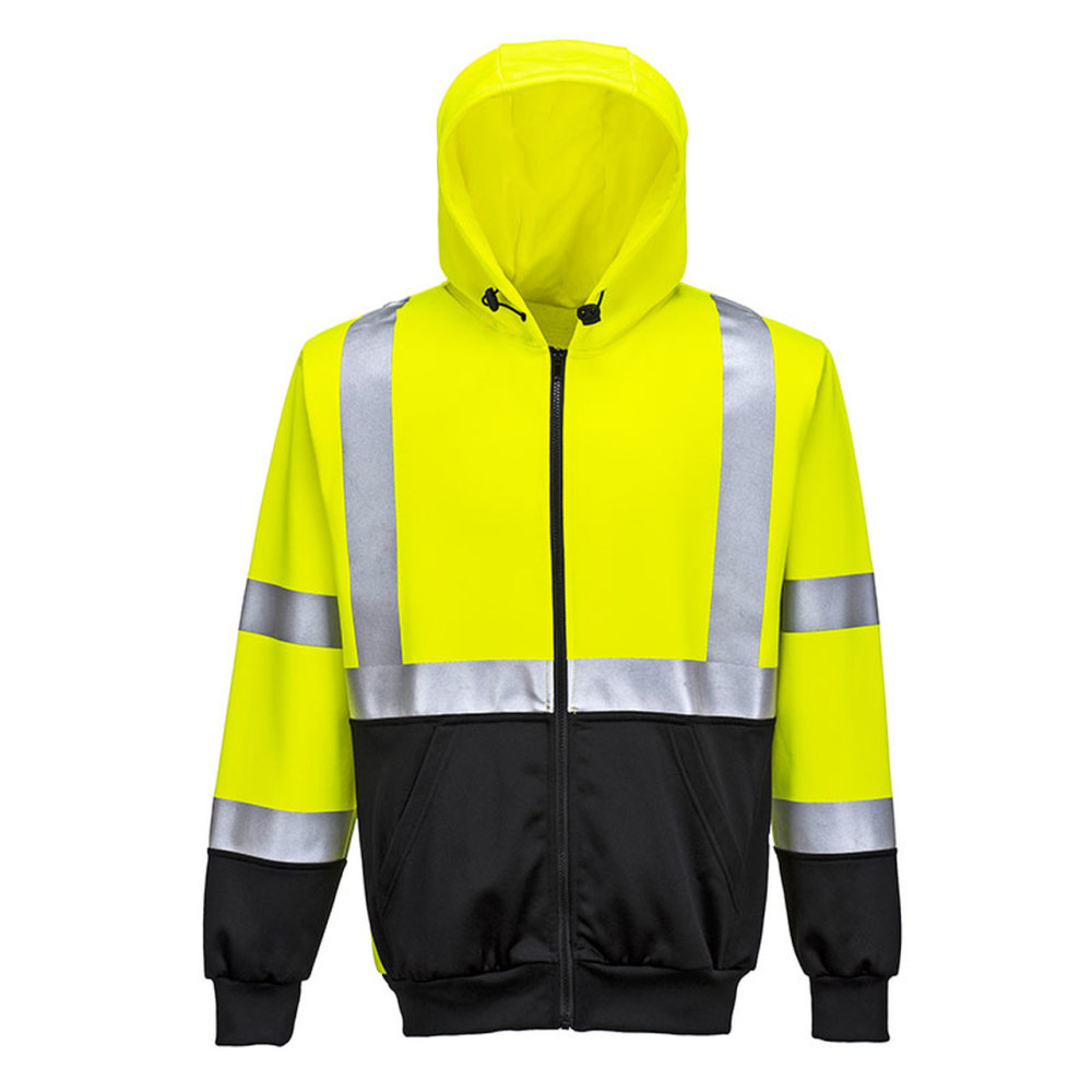 Portwest Yellow and Black Hi-Vis 2-Tone Zipped Hoodie – 5XL - Flockneti