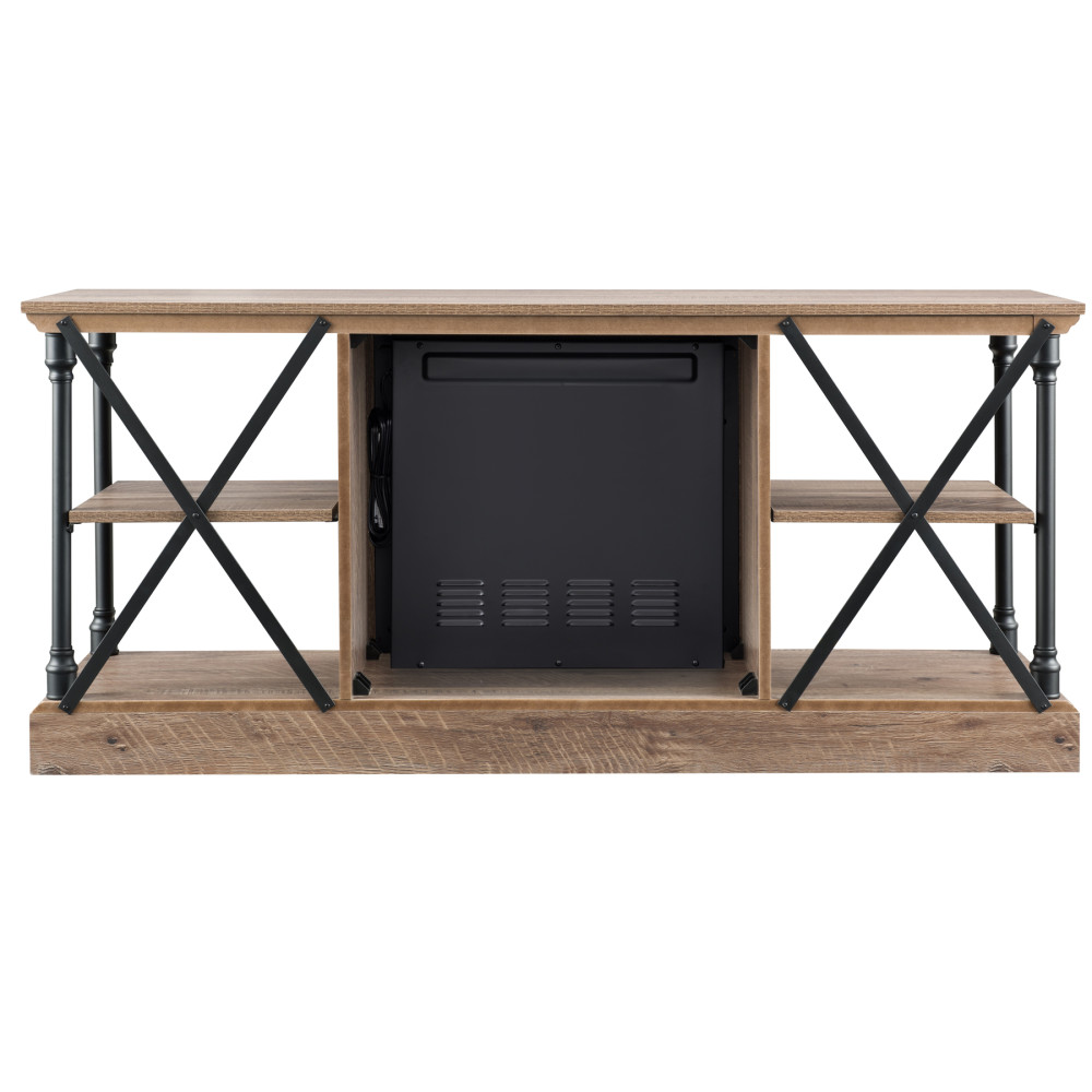Hearthpro Industrial Open Abrasive Grain Coat Architecture Media Electric Fireplace - Flockneti