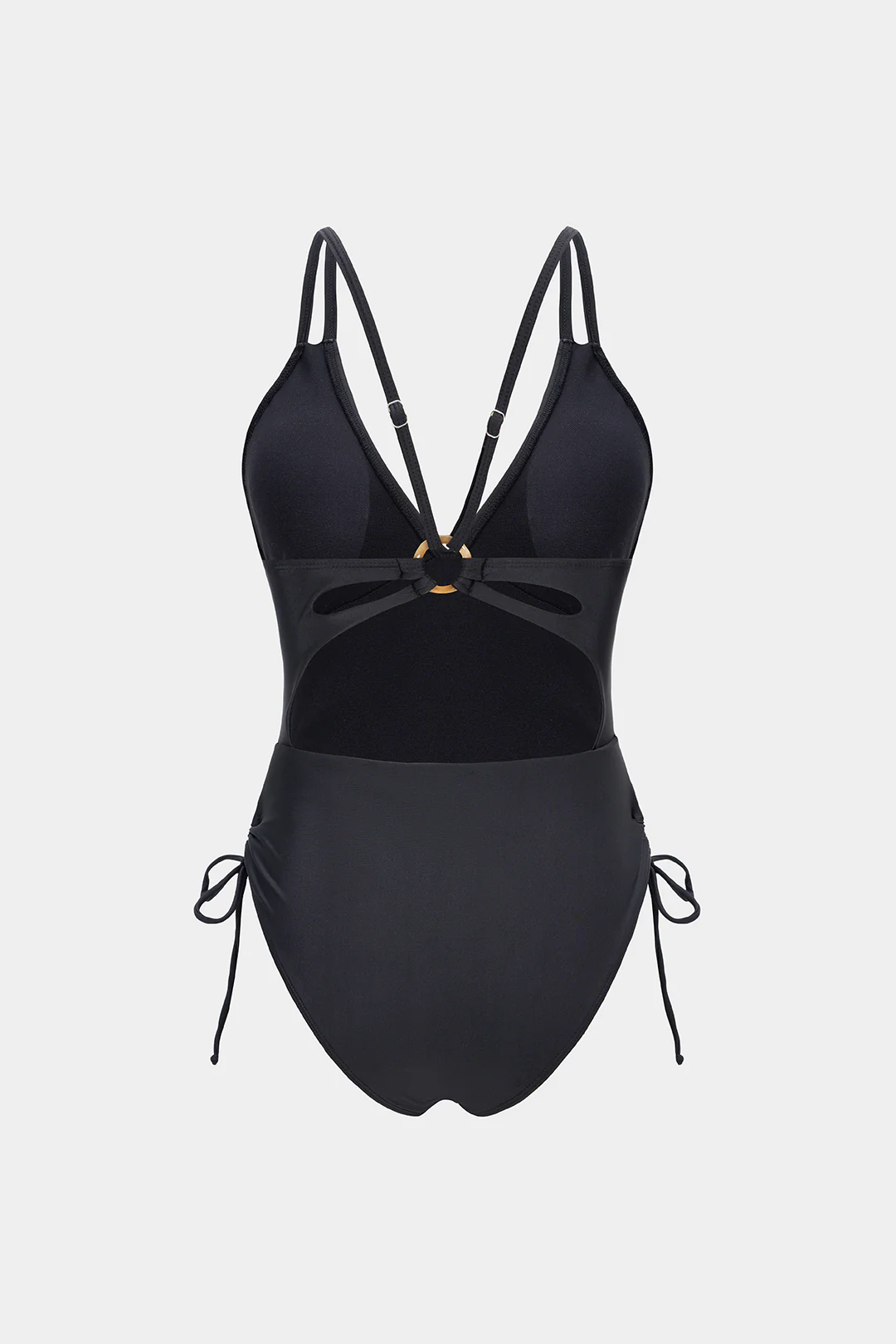 V-Neck Backless Tie-Up Ruched Swimsuit - Flockneti