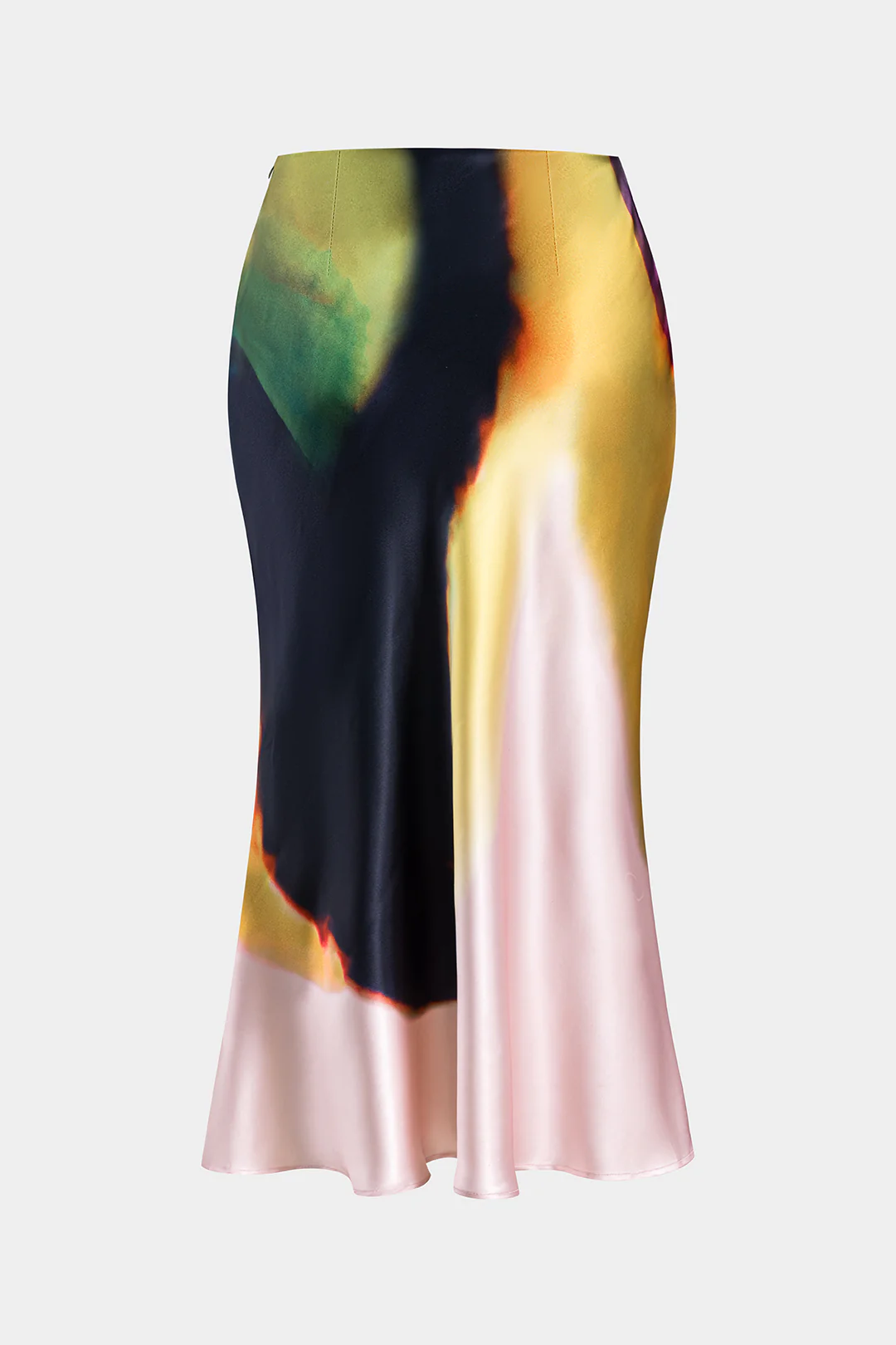 Plus Size Ombre Print Satin Zipper Skirt - Flockneti