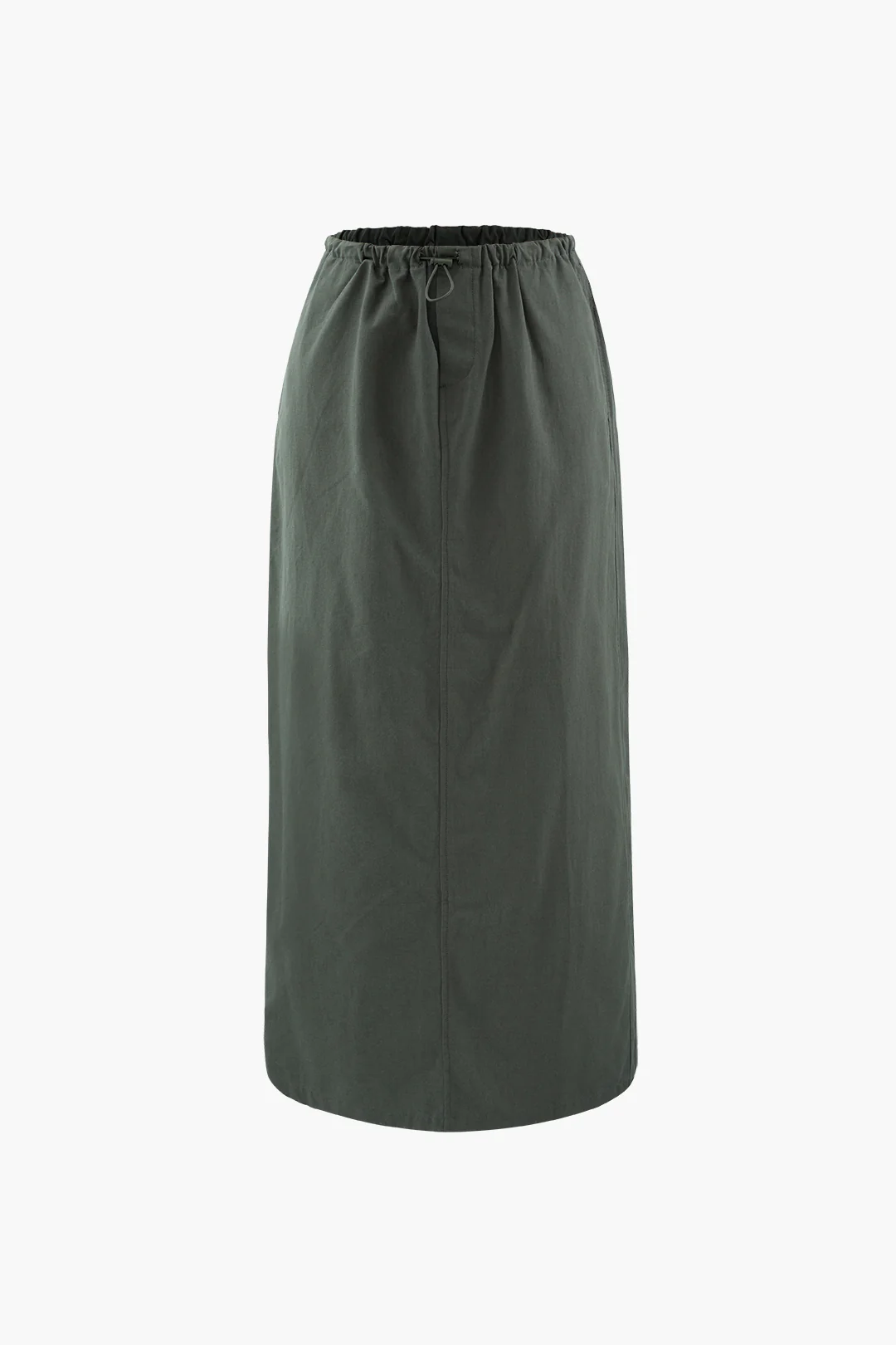 Solid Drawstring High Waist Skirt - Flockneti