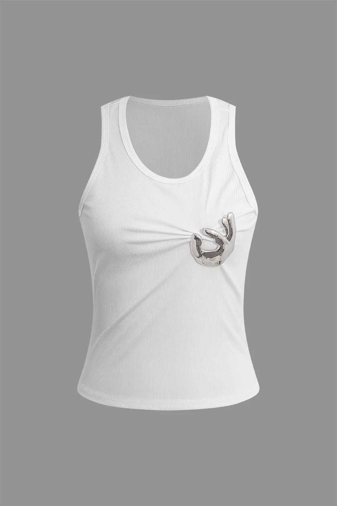 Embellished Ruched Tank Top - Flockneti