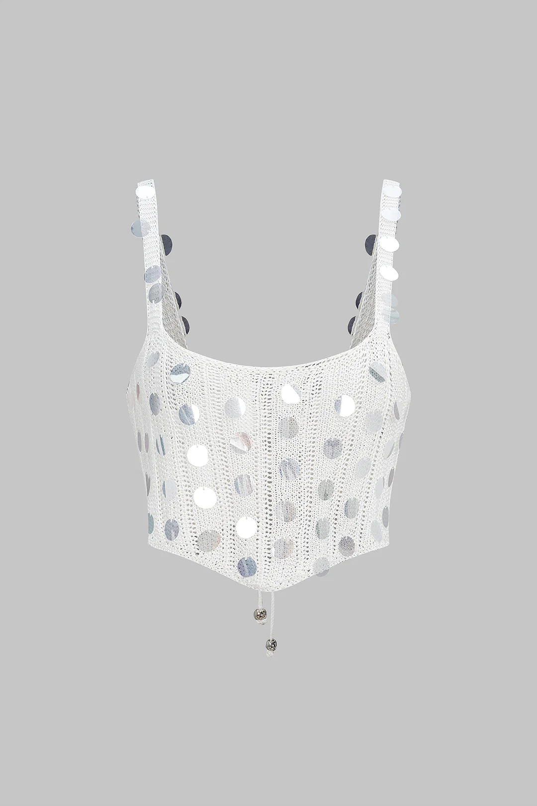 Knit Sequined Tie Back Tank Top - Flockneti