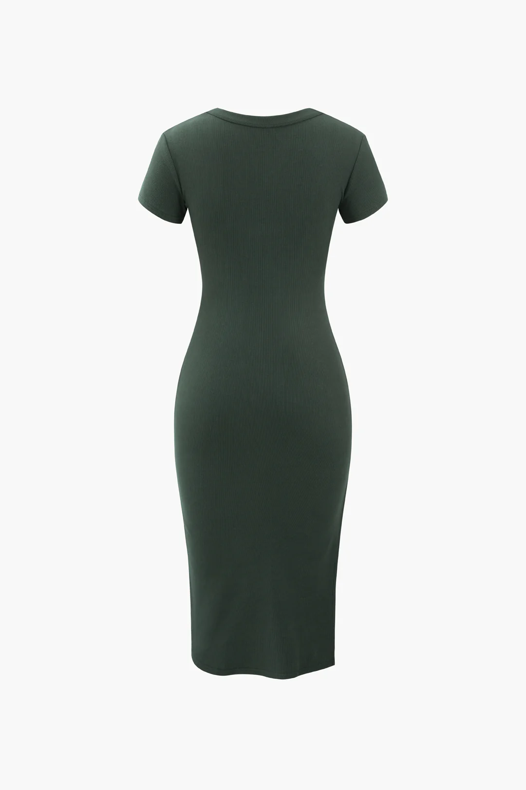 Solid Short Sleeve Slit Midi Dress - Flockneti