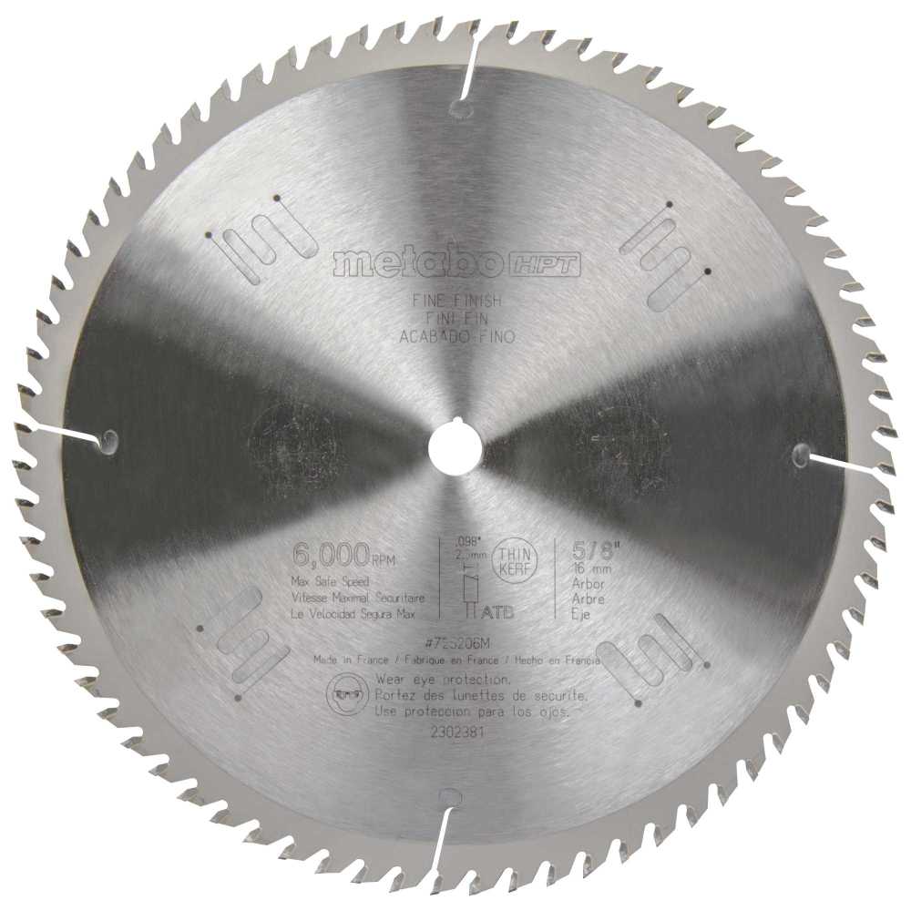 Metabo HPT Finish Miter Saw Blade 72T Tungsten Carbide Tipped 10″ ATB 5/8″ Arbor - Flockneti