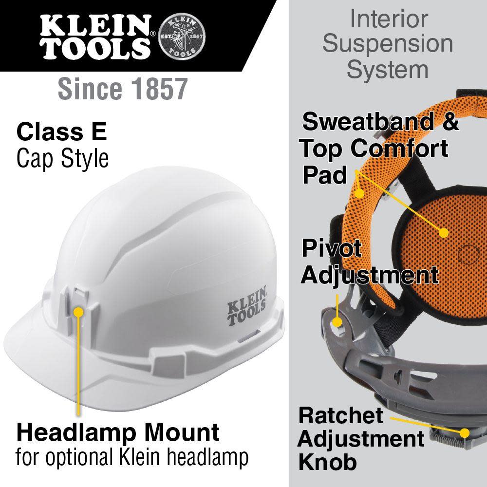 Klein Tools Hard Hat Non-vented Cap Style - Flockneti