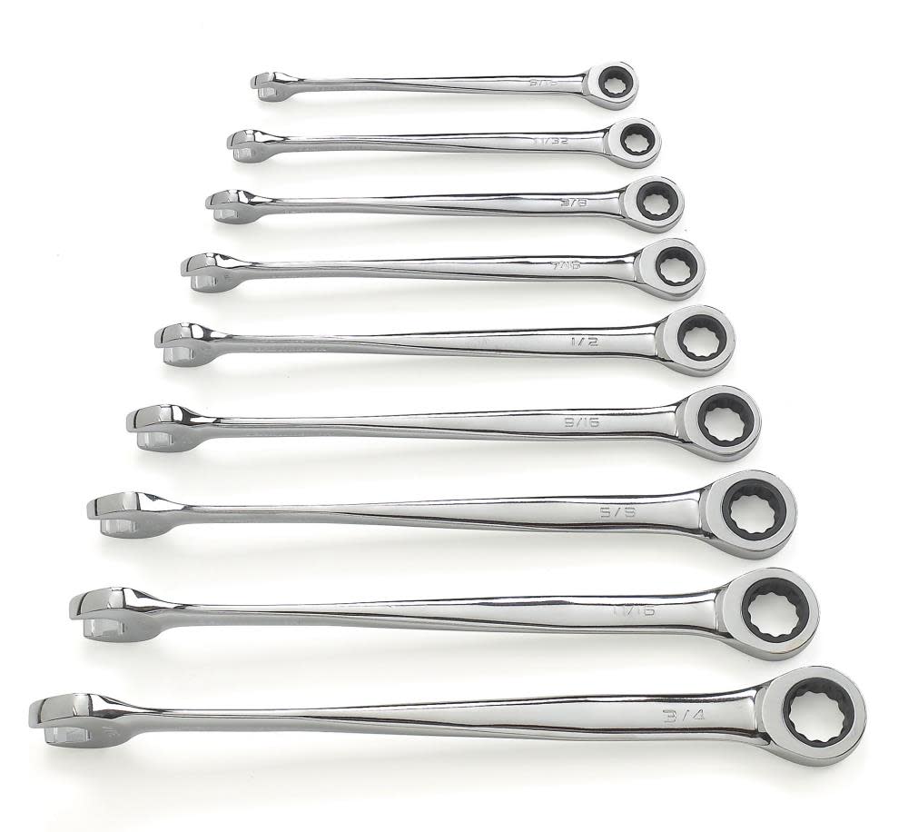 GEARWRENCH 9 pc XL X-Beam Sae Combination Ratcheting Wrench Set - Flockneti