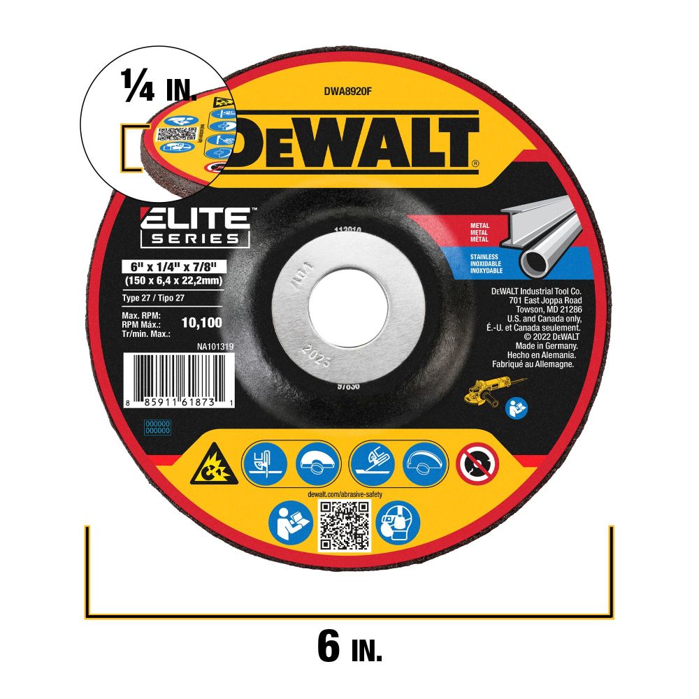DEWALT XP Ceramic Grinding Wheel 6 X 1/4 X 7/8 - Flockneti