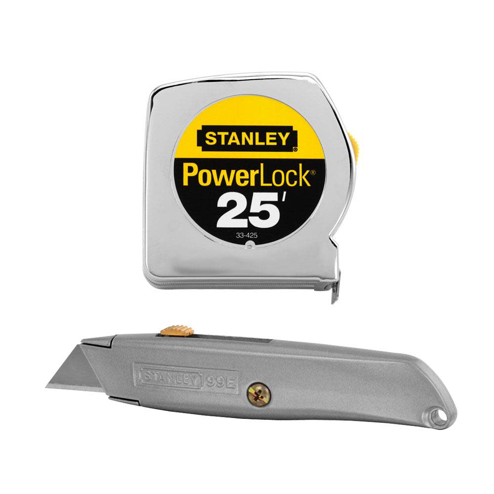 Stanley 25Ft PowerLock Tape Measure and Utility Knife Combo Kit - Flockneti