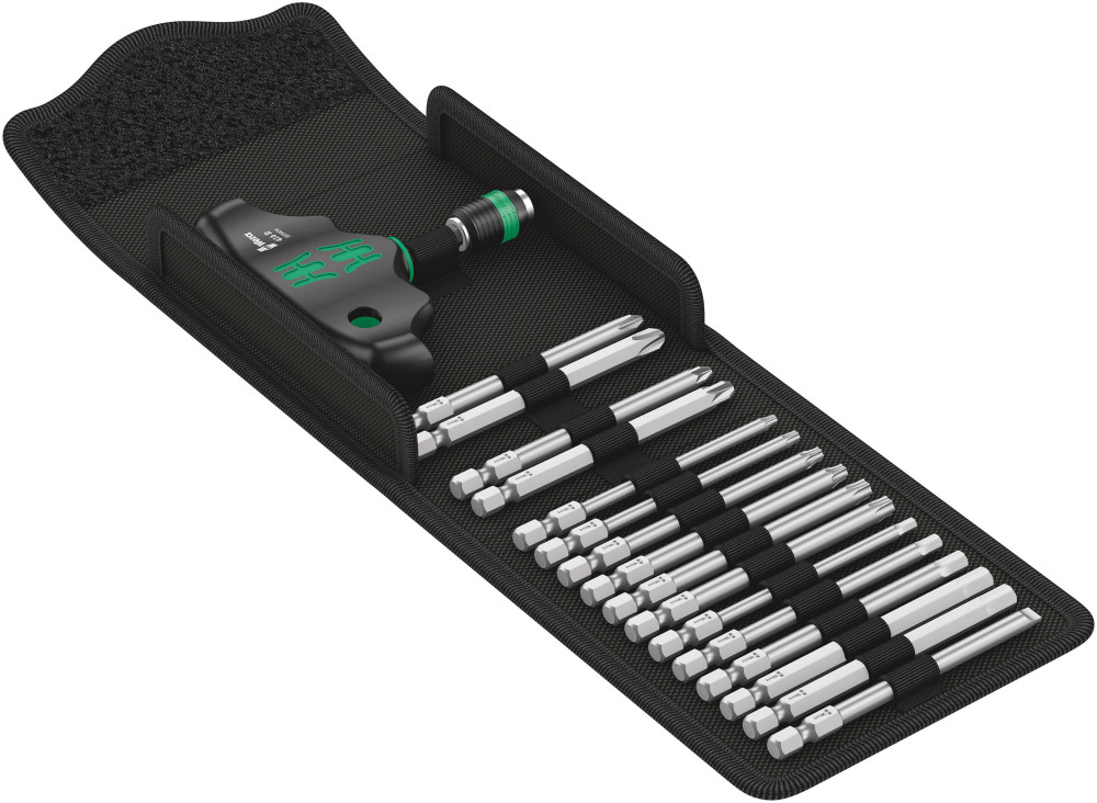 Wera Tools 17pc Kraftform Kompakt 400 T-Handle Screwdriver Set - Flockneti