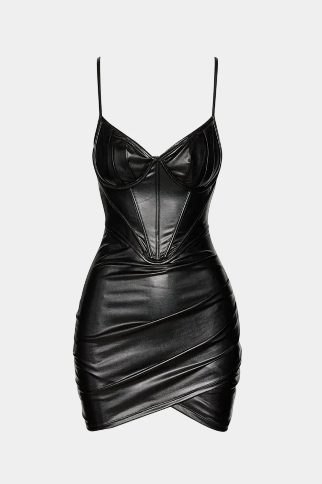 Faux Leather Bustier Sleeveless Mini Dress - Flockneti