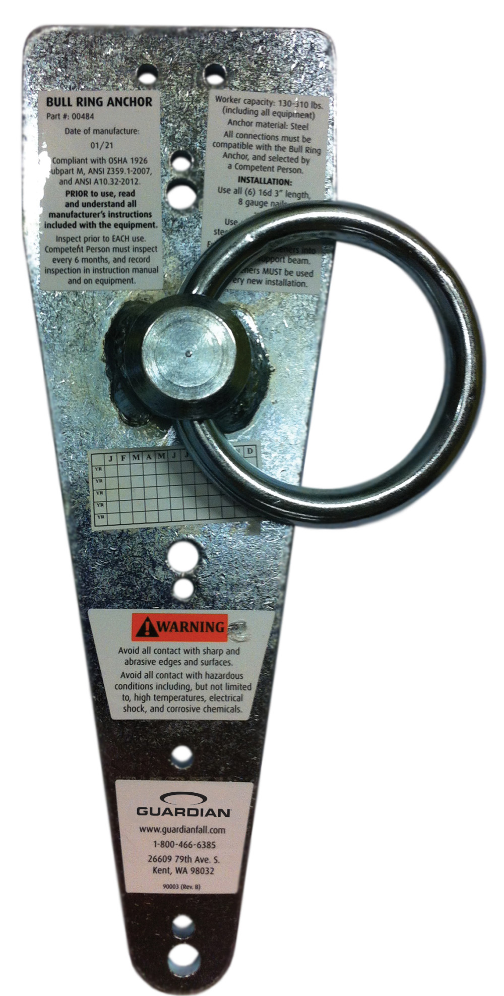 Guardian Fall Protection Bull Ring Anchor - Flockneti
