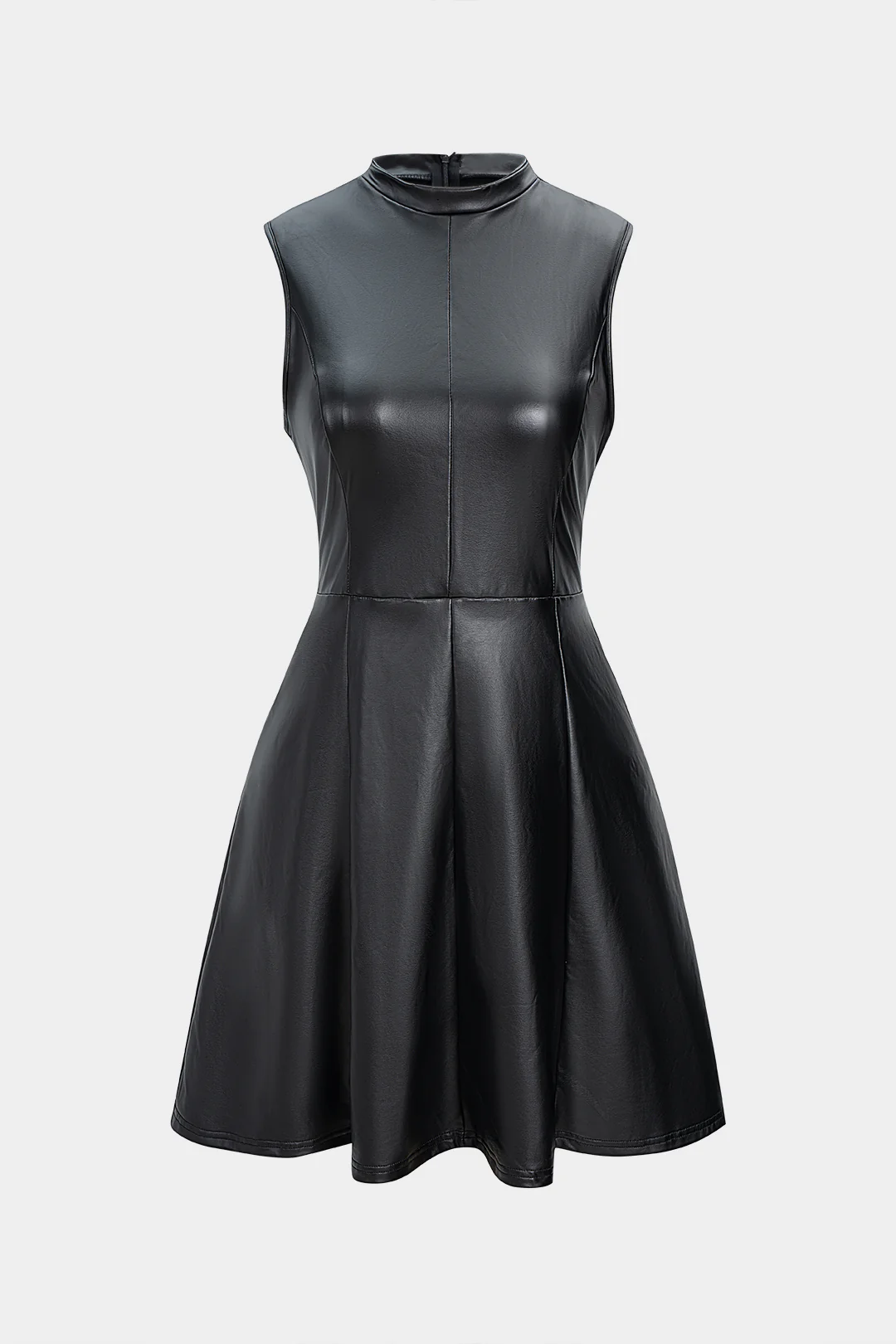 Faux Leather High Waist Sleeveless Mini Dress - Flockneti