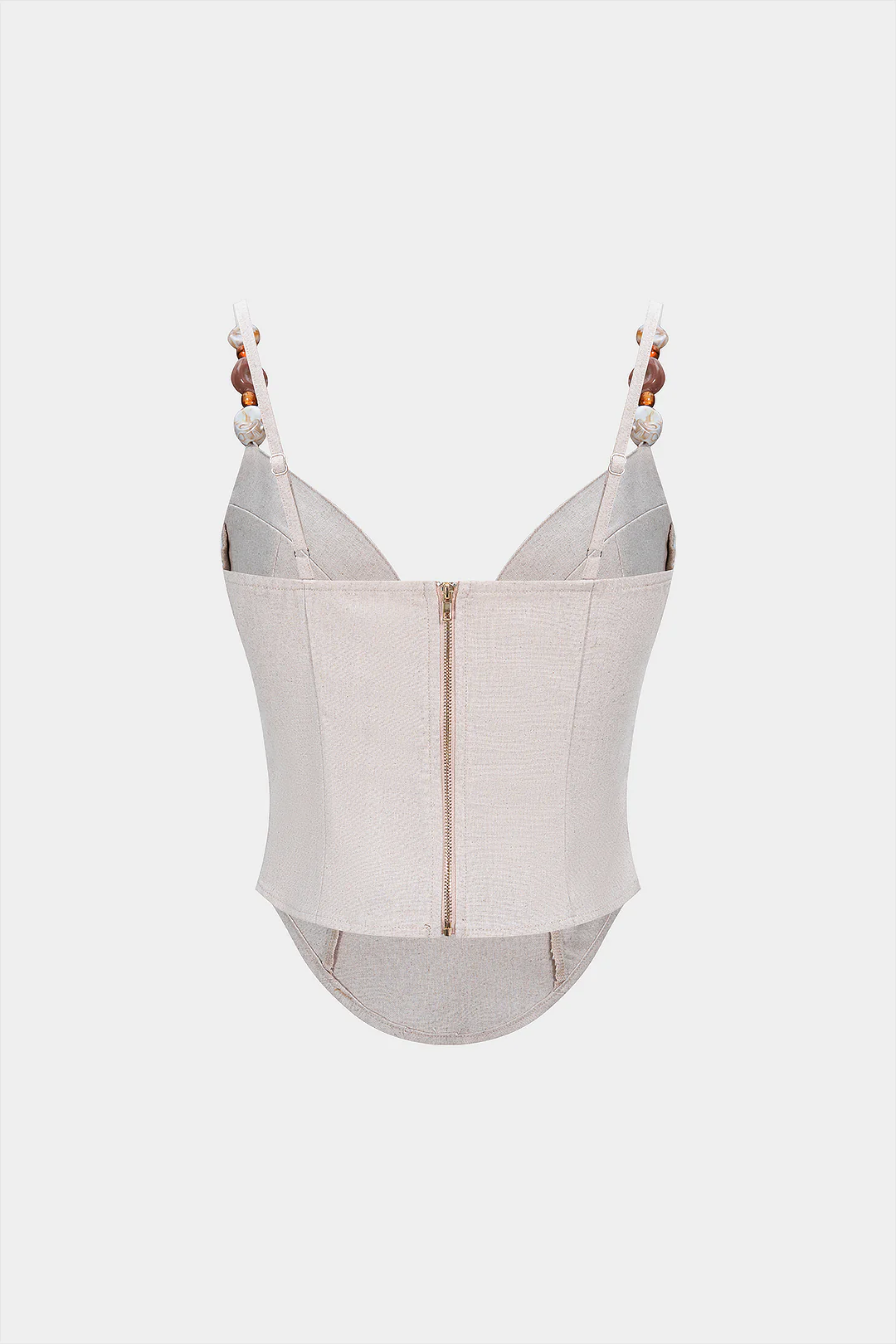 Linen V-Neck Zipper Cami Top - Flockneti