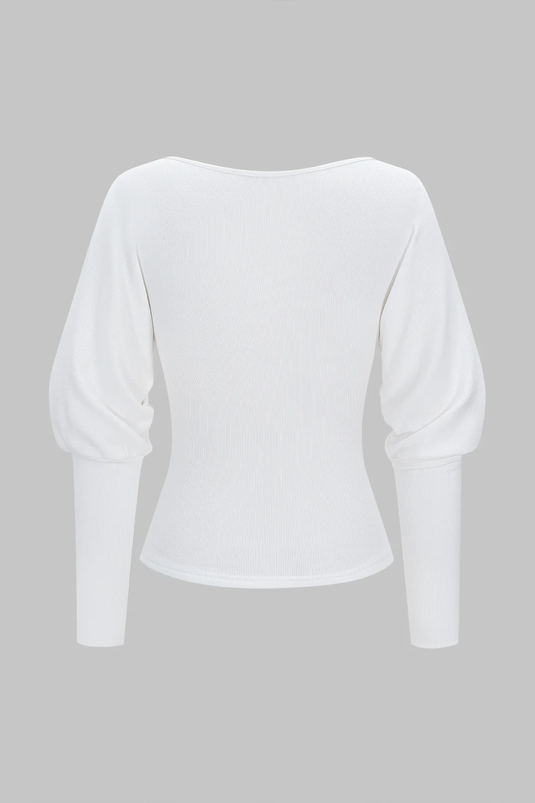 V-Neck Ruched Long-Sleeve Sweatshirt - Flockneti