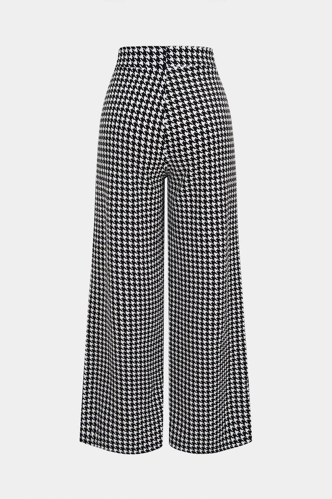 Houndstooth Print High Waist Button Wide Leg Pants - Flockneti
