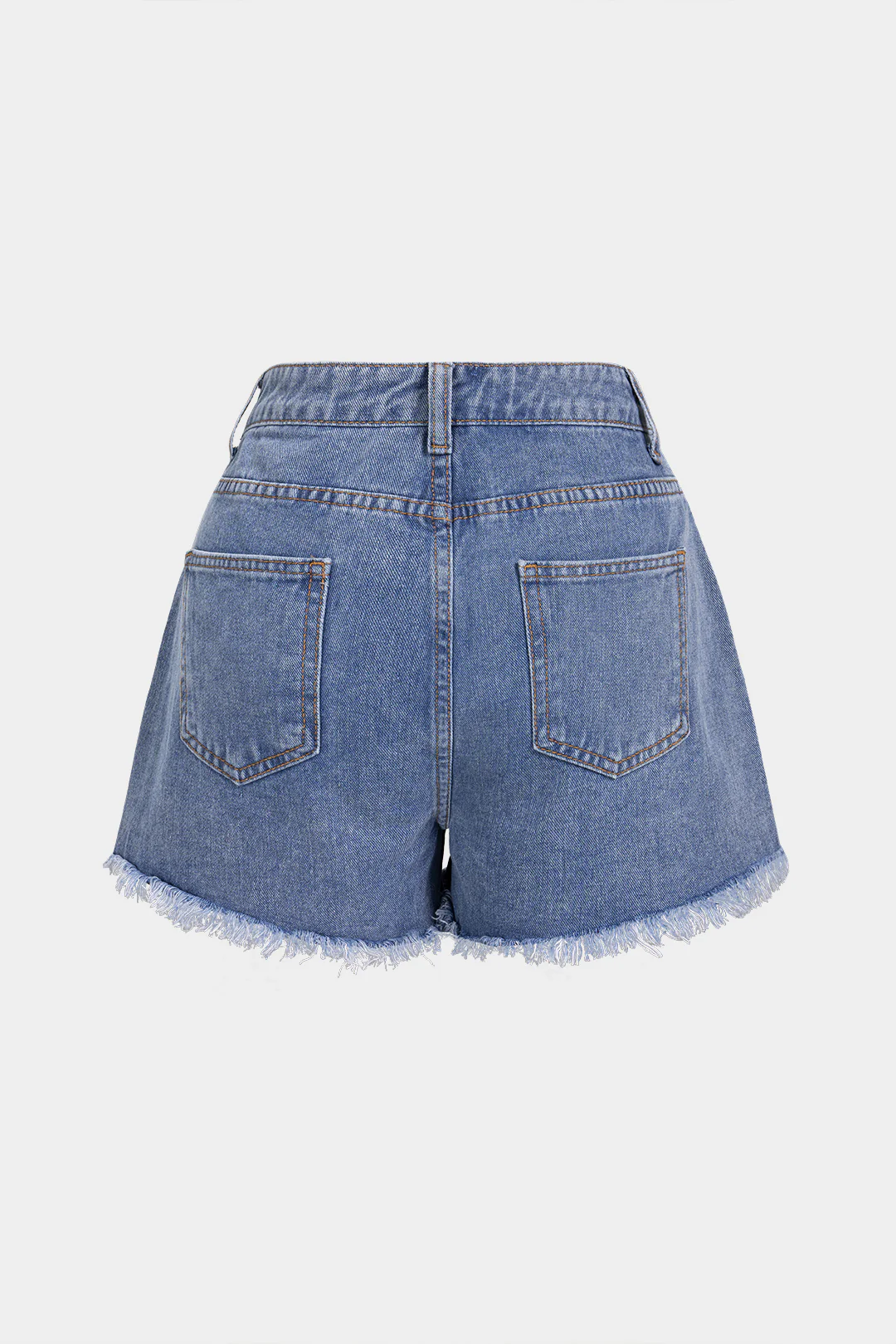 Denim Rhinestone Decor Pocket Ripped Shorts - Flockneti