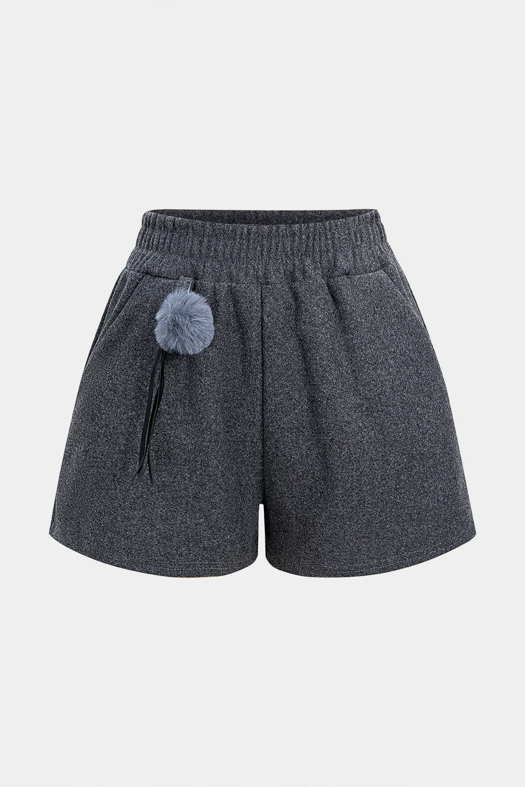 Fur Ball Pocket Wide Leg Shirred Waistband Shorts - Flockneti
