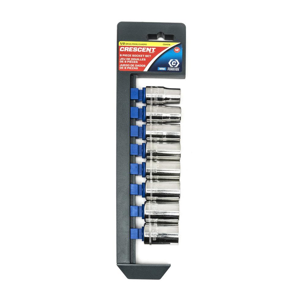 Crescent 8 Pc 1/2 In. Drive 12 Point Metric Socket Set - Flockneti