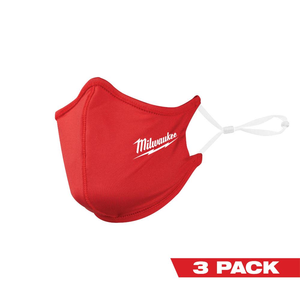 Milwaukee 3PK Red 2-Layer Face Mask - Flockneti