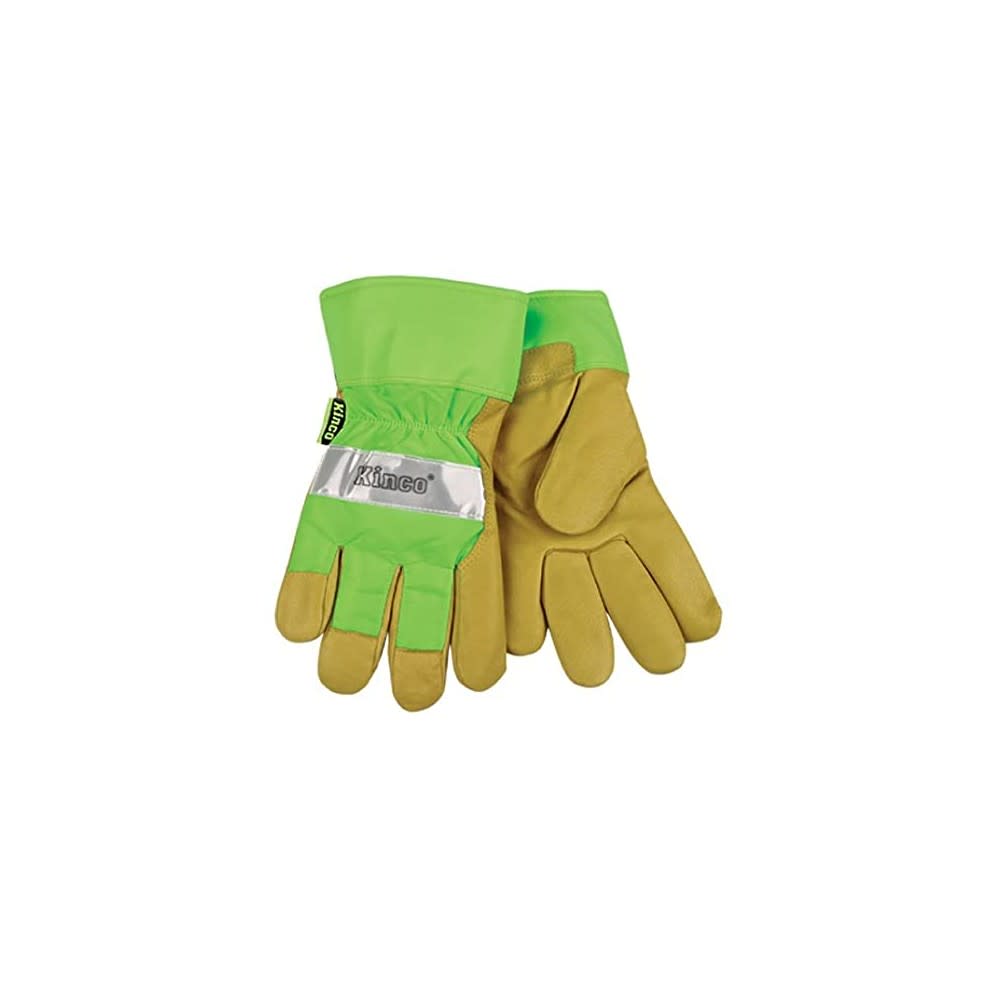 Kinco Hi-Vis Green Grain Pigskin Palm Glove - Flockneti