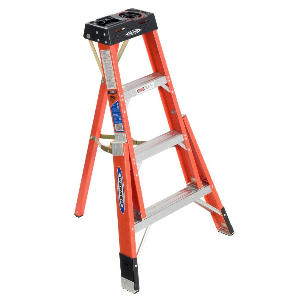 Werner 4-ft Fiberglass 300-lb Type IA Tripod Ladder - Flockneti