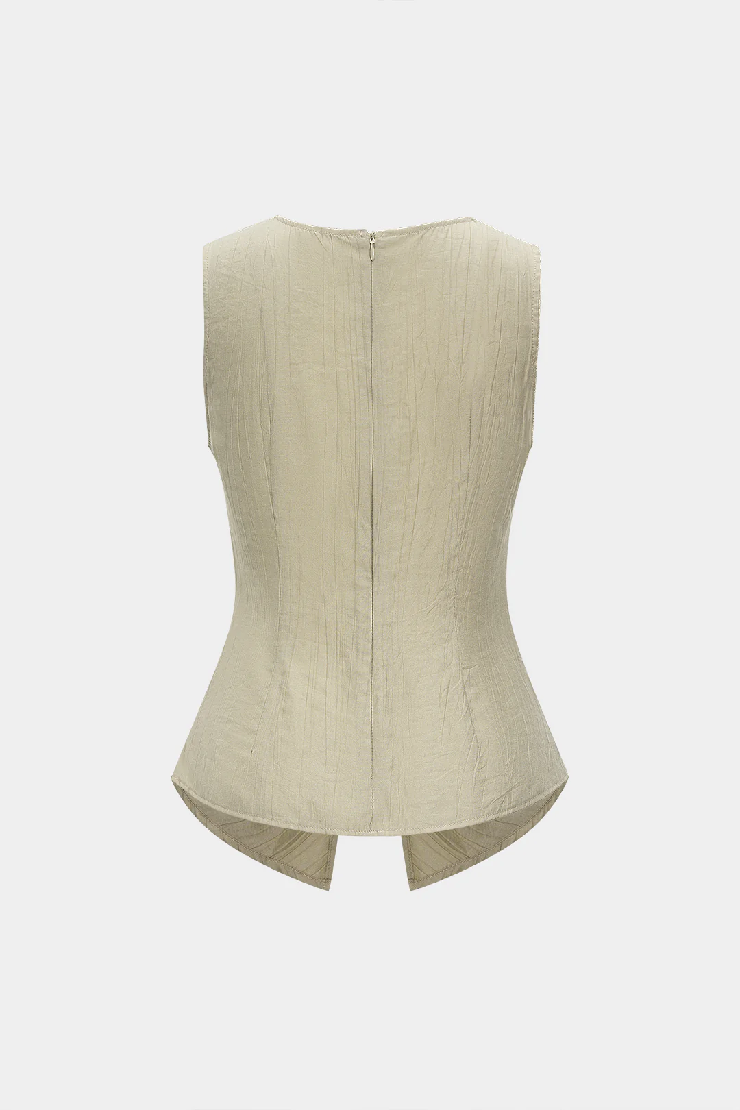 V-Neck Twist Knot Ruched Zipper Tank Top - Flockneti