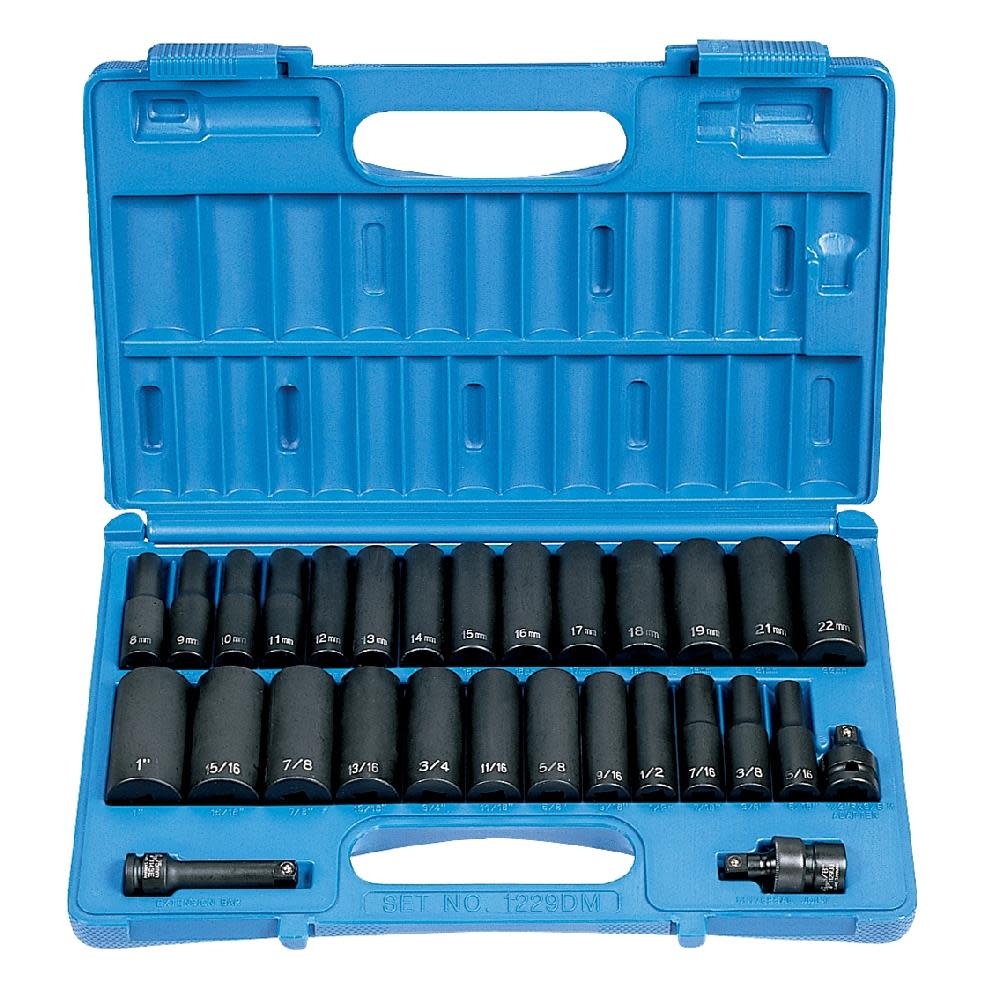 Grey Pneumatic 3/8″ Drive Deep Length Impact Set - Flockneti