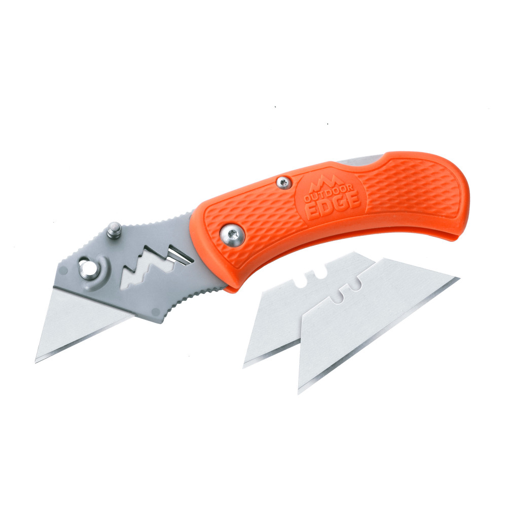 Outdoor Edge BOA Razor Folding Utility Knife with 3 Blades Orange - Flockneti