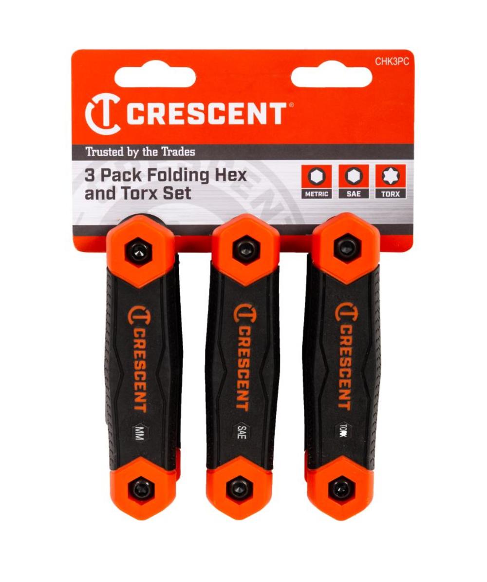 Crescent Folding Hex Key Set 3 pc. SAE/Metric/TORX - Flockneti