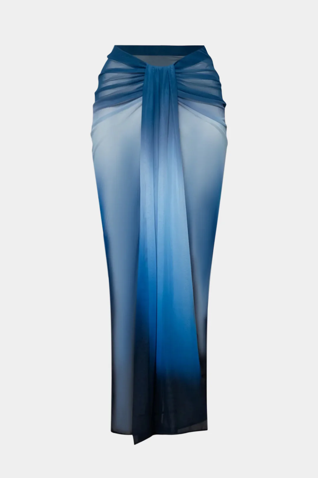 Ombre Print Mesh Ruched Strappy Skirt - Flockneti
