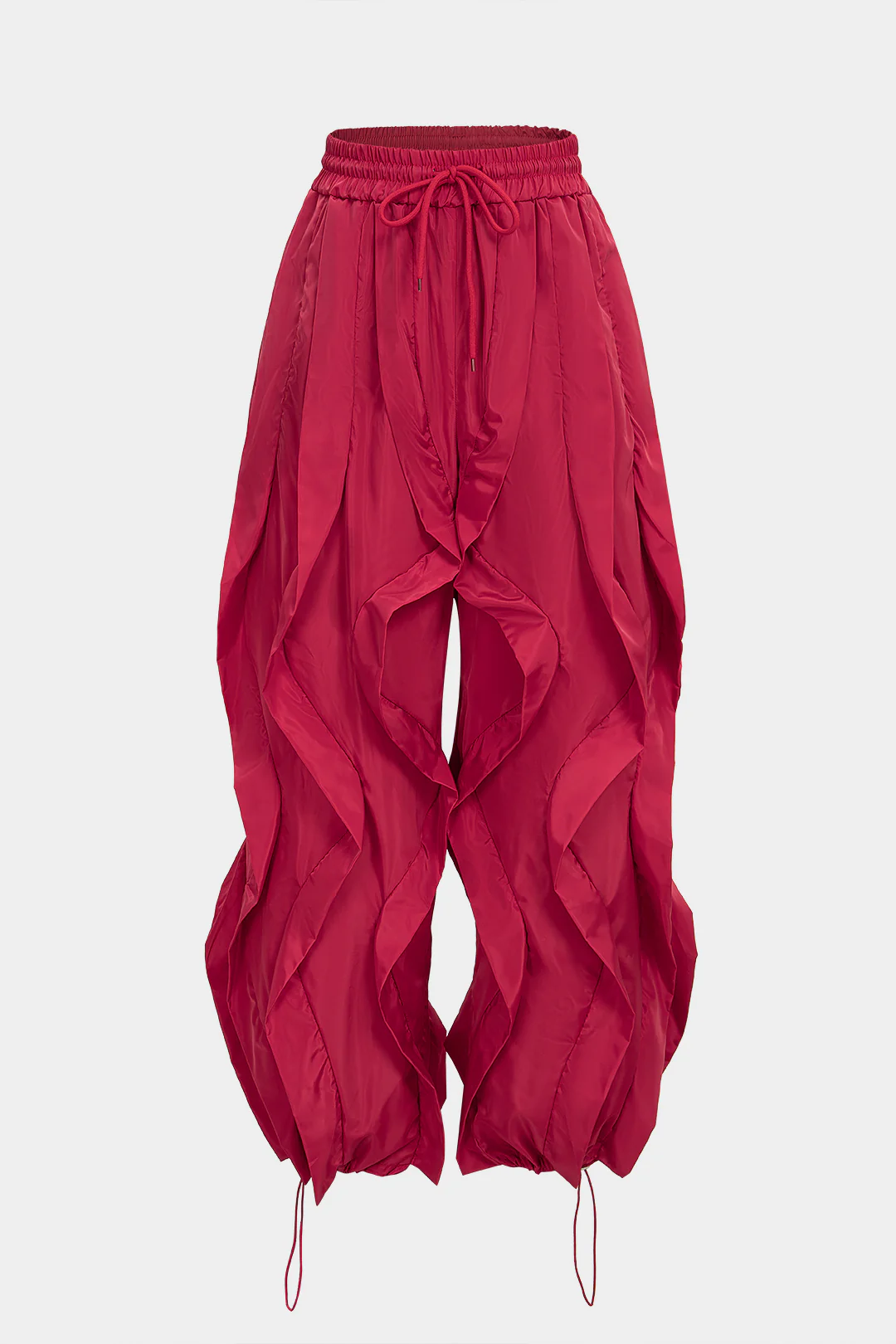 Drawstring Ruffle Detail Wide Leg Pants - Flockneti