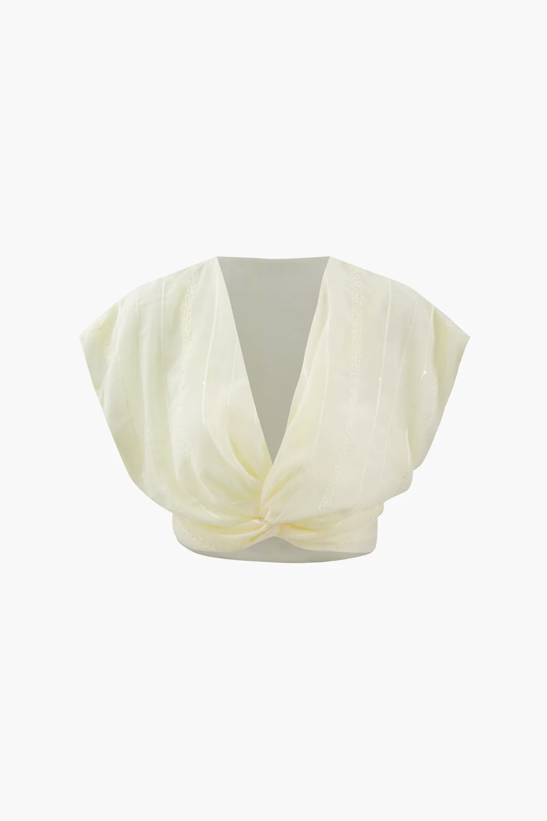 Ruched V-Neck Twist Knot Short-Sleeve Shirt - Flockneti