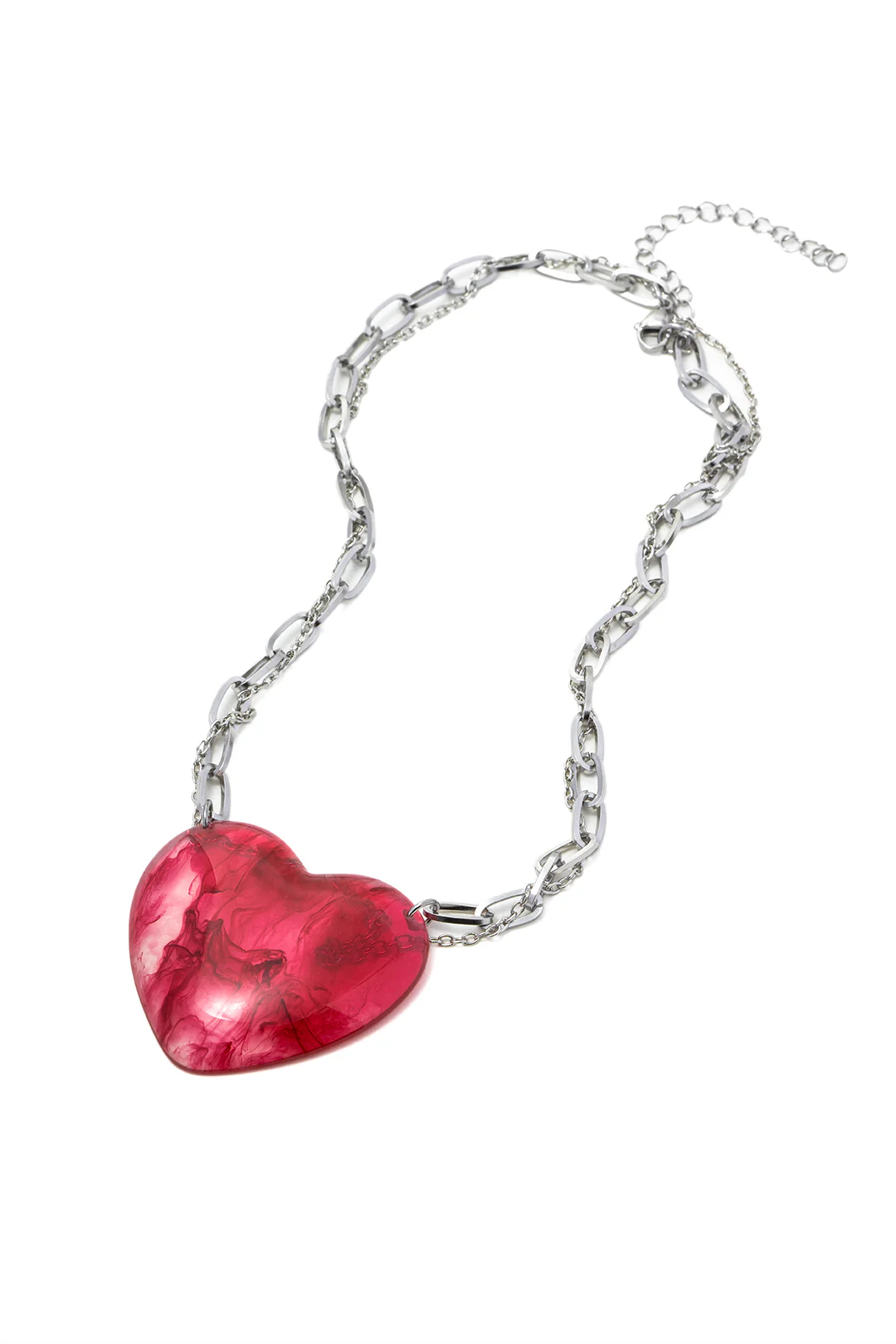 Silver Blood Red Heart Necklace - Flockneti