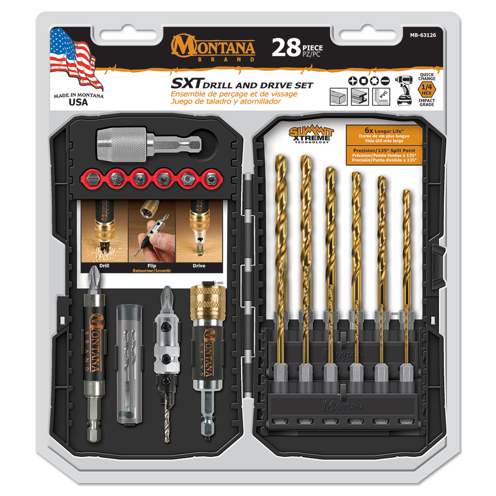 Montana Brand Tools Titanium Coated Wood/Metal Drill & Drive Set 28pc - Flockneti