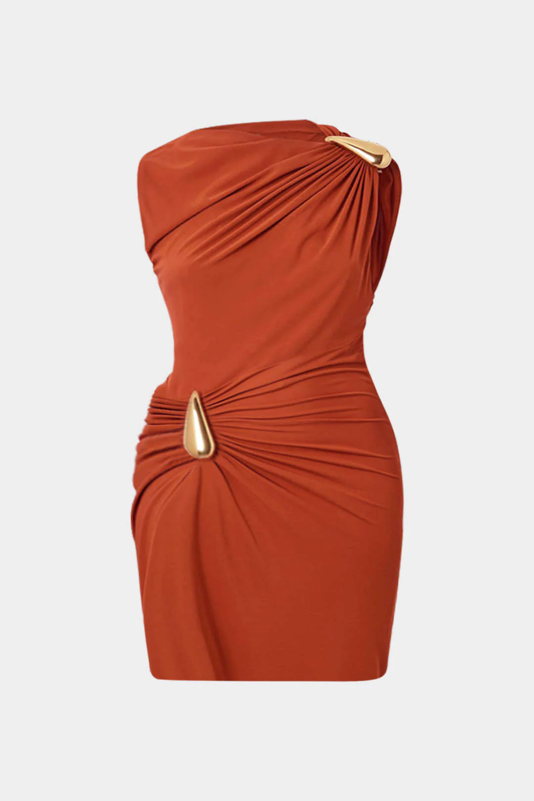 Plus Size Ruched Metallic Decor Sleeveless Mini Dress - Flockneti