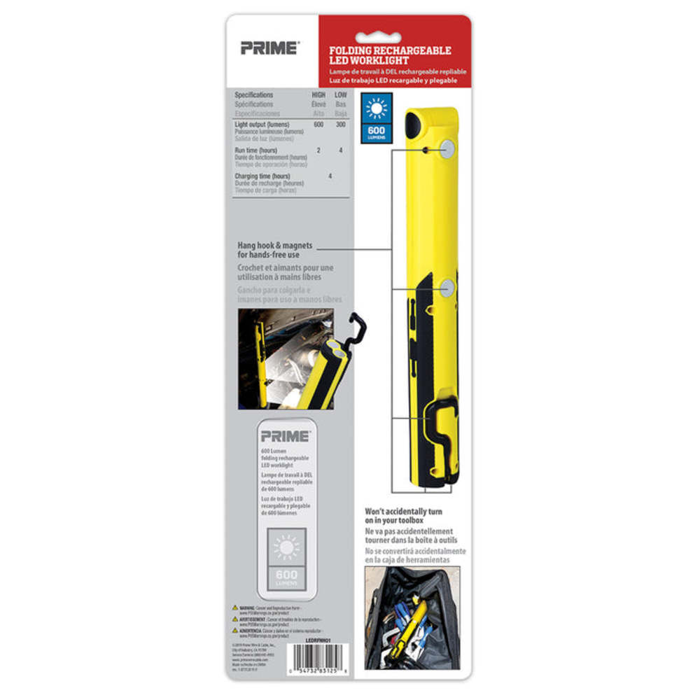 Prime LED Folding Work Light 600 Lumen Rechargeable - Flockneti