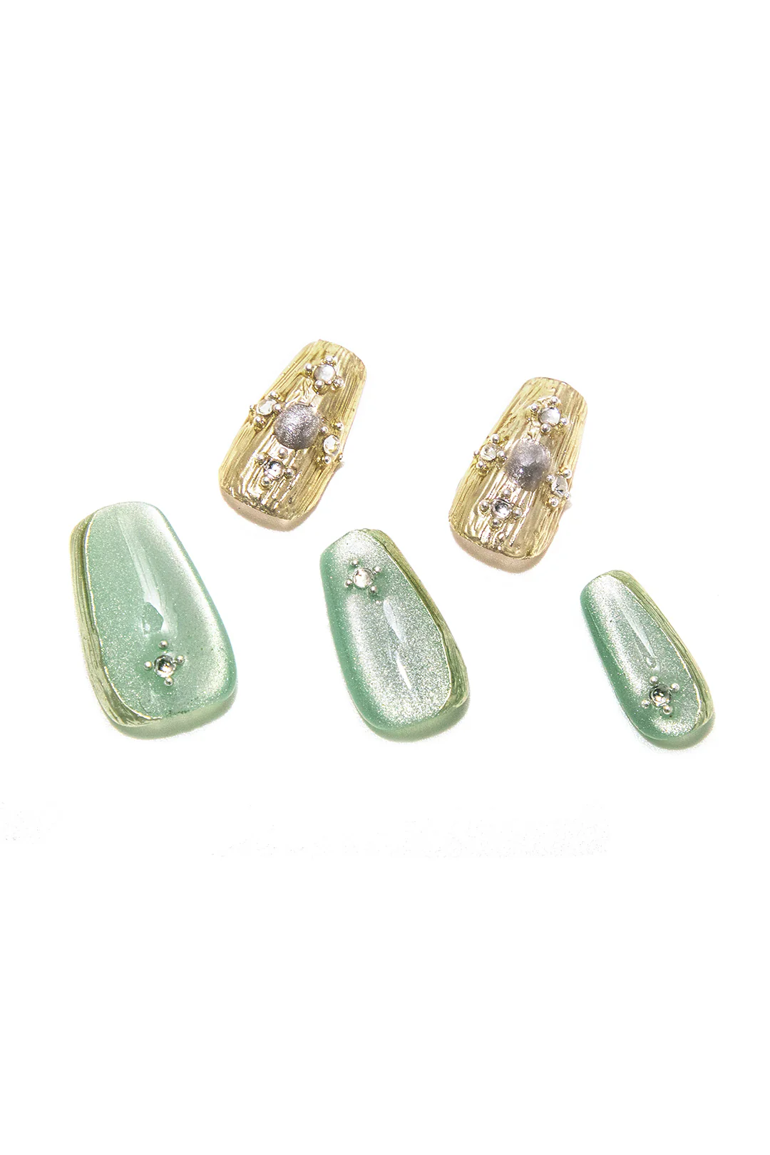 Cat Eye Rhinestone Press-On Nails - Flockneti