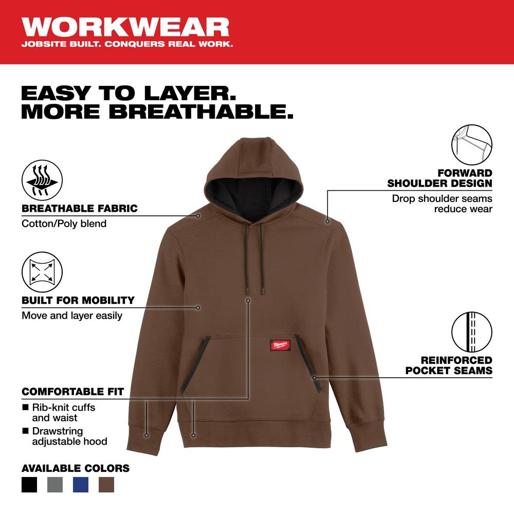 Milwaukee Midweight Pullover Hoodie Brown 2X - Flockneti